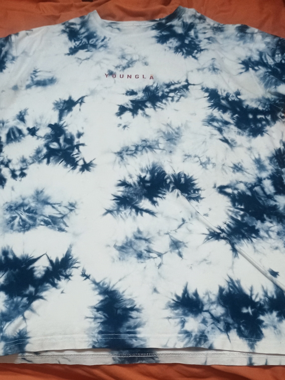 YoungLA White & Navy Tie-Dye Logo Tee